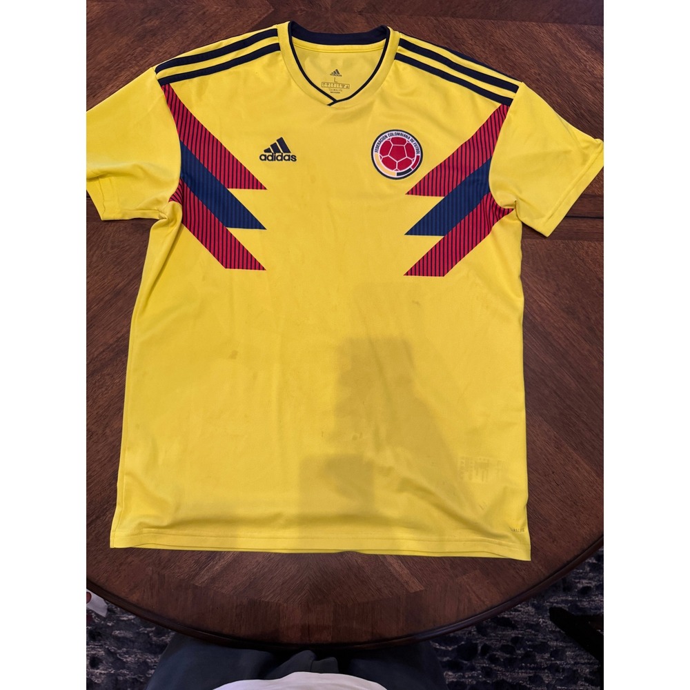 Adidas Colombia Soccer Jersey Yellow Short Sleeve Climalite Football Shirt |P1‎